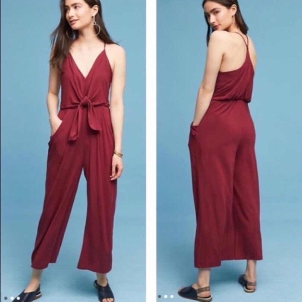 Moulinette Soeurs Willa Tie-Waist Cropped Jumpsuit Stretch Size X Small Women's